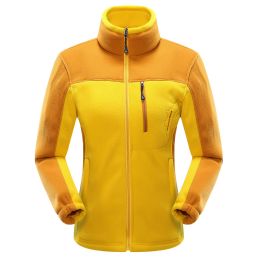 Cross-border Sources Of New Polar Fleece Warm Fleece Couple Cardigan Contrast (Option: Yellow female-2XL)