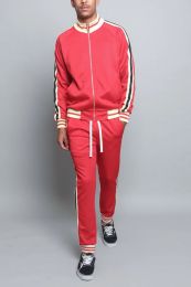 Sports Men Two-piece Suit (Option: Leather Red-M)