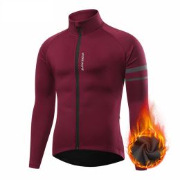 Men's Outdoor Off-road Mountain Sports Fleece Cycling Clothing (Option: BO284 Dark Red-L)