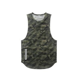 Mens Sports Vest Summer Quick Drying (Option: Green camouflage light board-3XL)