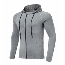 Men's Long-sleeved Stretch Tight Fitness Training Suit (Option: Light Grey-3XL)