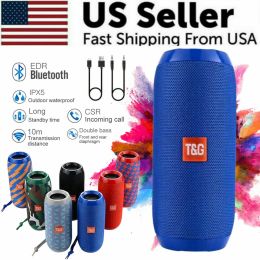 Portable Bluetooth Speaker Waterproof Wireless Outdoor Stereo Bass USB/TF/FM US (Color: Blue)