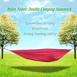 Portable and durable compact nylon fabric two-person travel camping hammock (Color: burgundy)