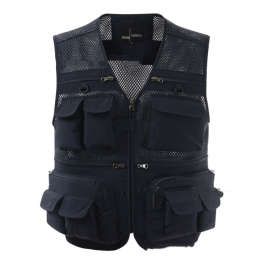 Multi-pocket Men's Professional Photography Vest (Option: Navy Blue-4XL)