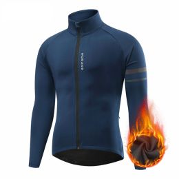 Men's Outdoor Off-road Mountain Sports Fleece Cycling Clothing (Option: BO284 Dark Blue-4XL)