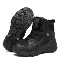 Men's Export Winter Camping Combat Military Fleece-lined Warm Snow Outdoor Climbing Boots Training Shoes (Option: Black-40)