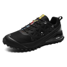 Men's Outdoor Off-road Running Shoes Air Cushion Mountaineering (Option: 8 Black-41)