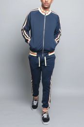 Sports Men Two-piece Suit (Option: Navy Blue-L)