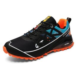 Men's Outdoor Off-road Running Shoes Air Cushion Mountaineering (Option: Bright Orange-47)