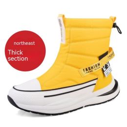 Winter Wool Lining Waterproof Casual Men's Cotton Shoes (Option: Z88 Yellow For Women-45)