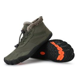 Winter Outdoors Sports Cycling Fleece-lined Thickened Non-slip Waterproof Hiking Shoes (Option: Army Green-47)